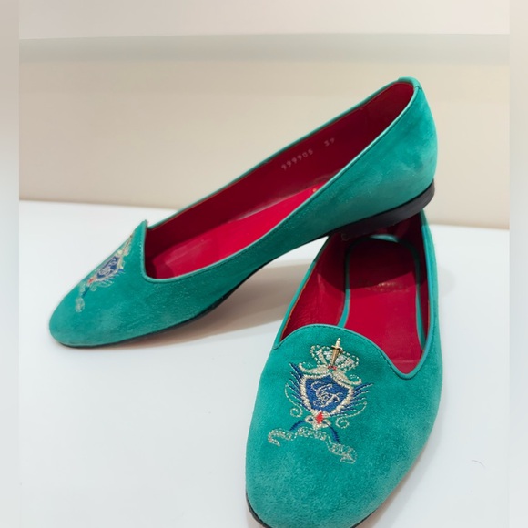 Paciotti Women's turquoise  Embroidered Loafers Size 39 , made in Italy. - Picture 4 of 15